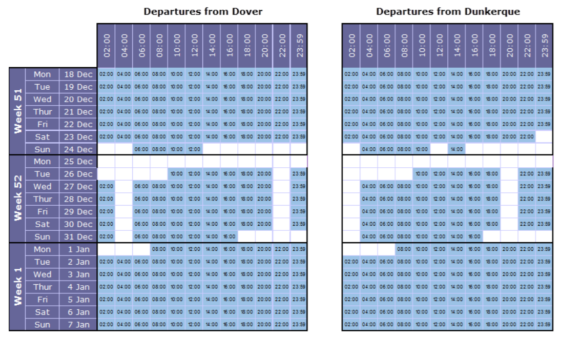 dfds dover dunkerque xmas schedule 2017