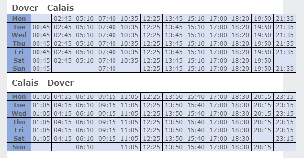 DFDS eastern channel schedule