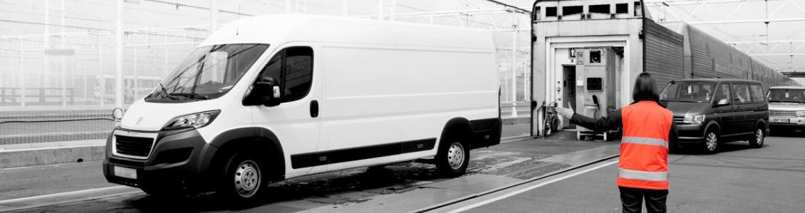 Van boarding Eurotunnel shuttle