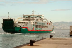 Blueferries ferry near a dock in Catania